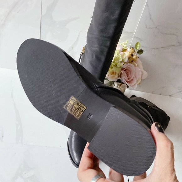 Tory Burch MARSDEN Over The Knee Stretch Riding Boot T LOGO Black Leather US 5 - Picture 12 of 12